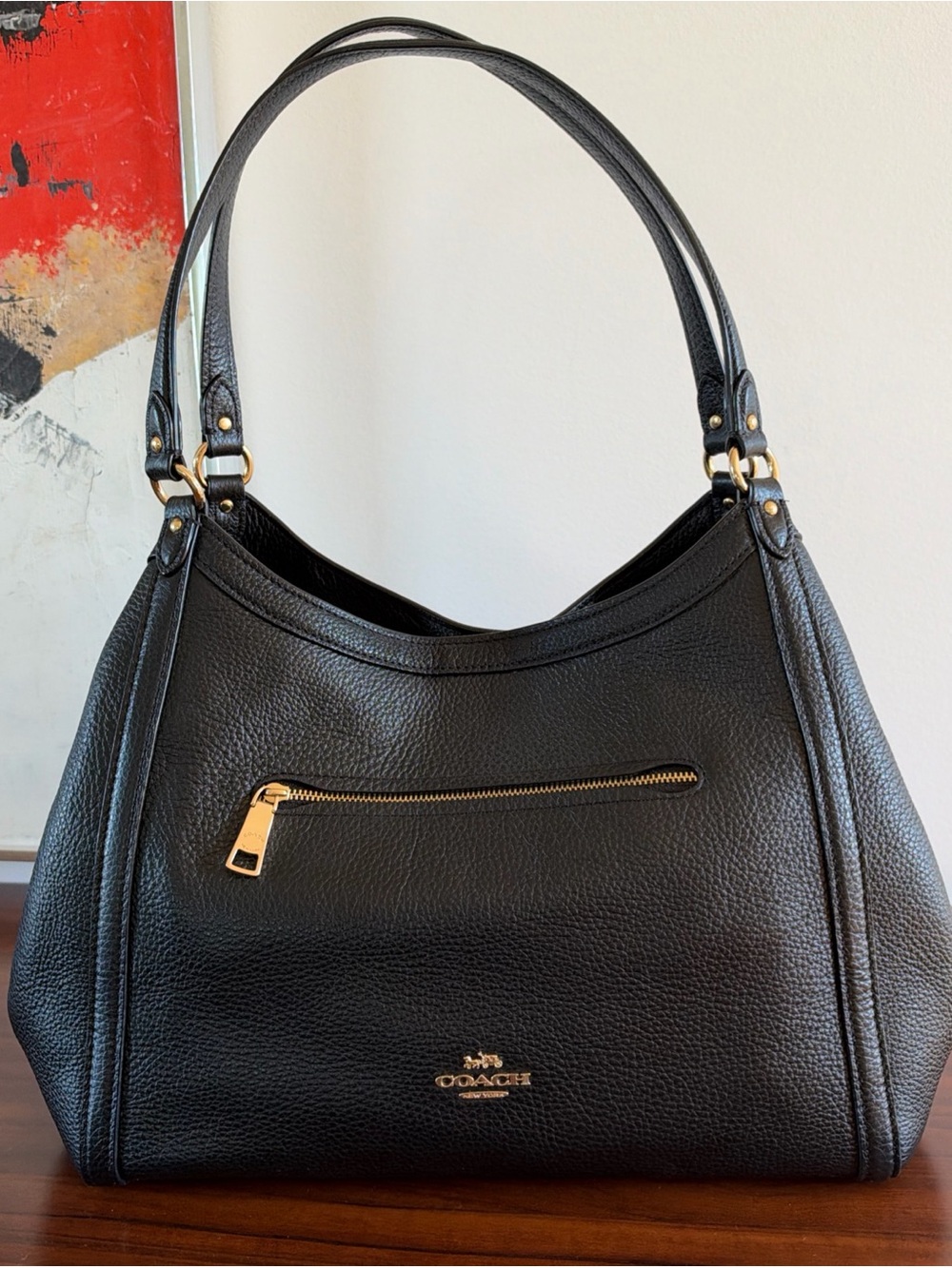 Coach Kristy Black Pebbled Leather Gold Hardware Shoulder Bag C6231 EUC
